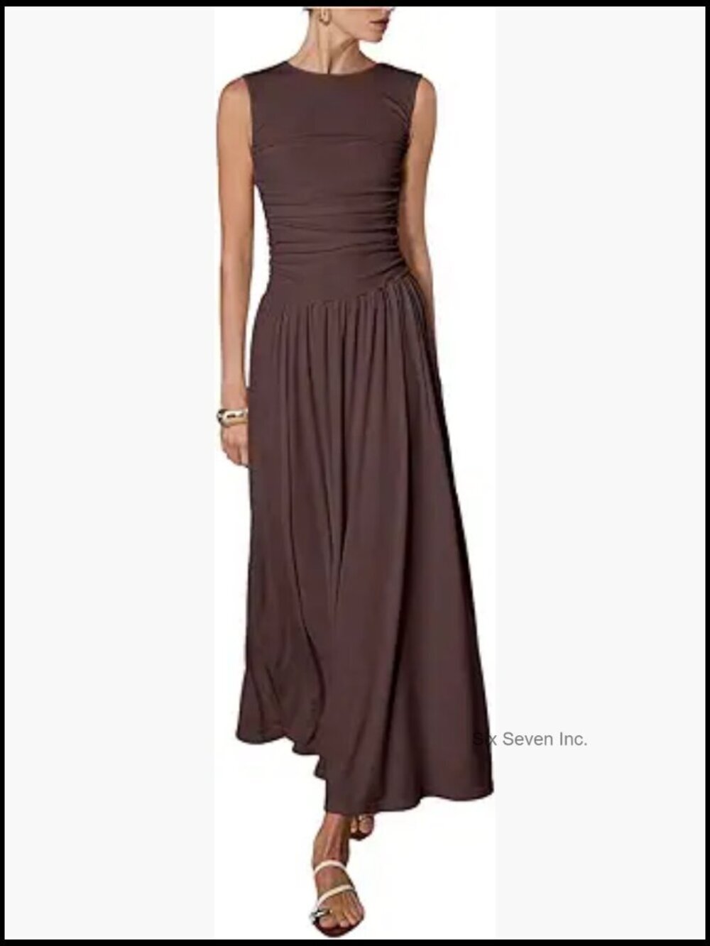 Polyester Maxi Dress Sleeveless Ruched A-Line Party Going Out